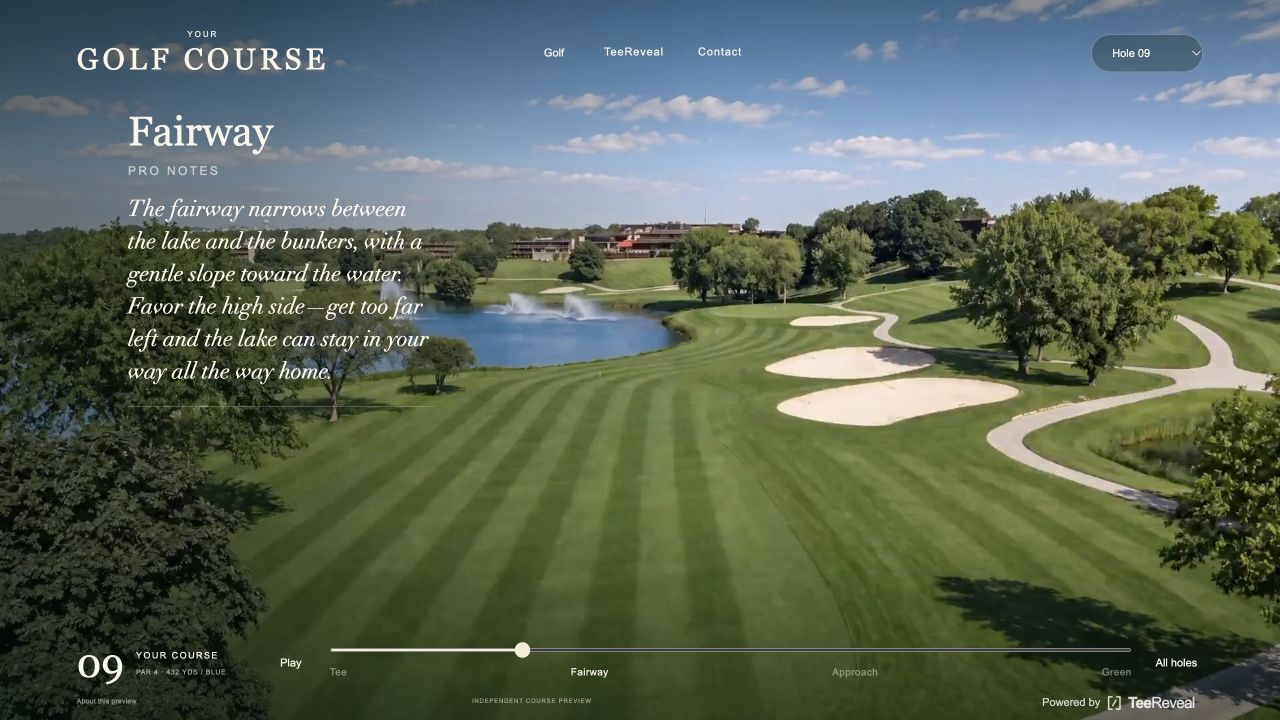 Your Course Hole 9 fairway with course details
